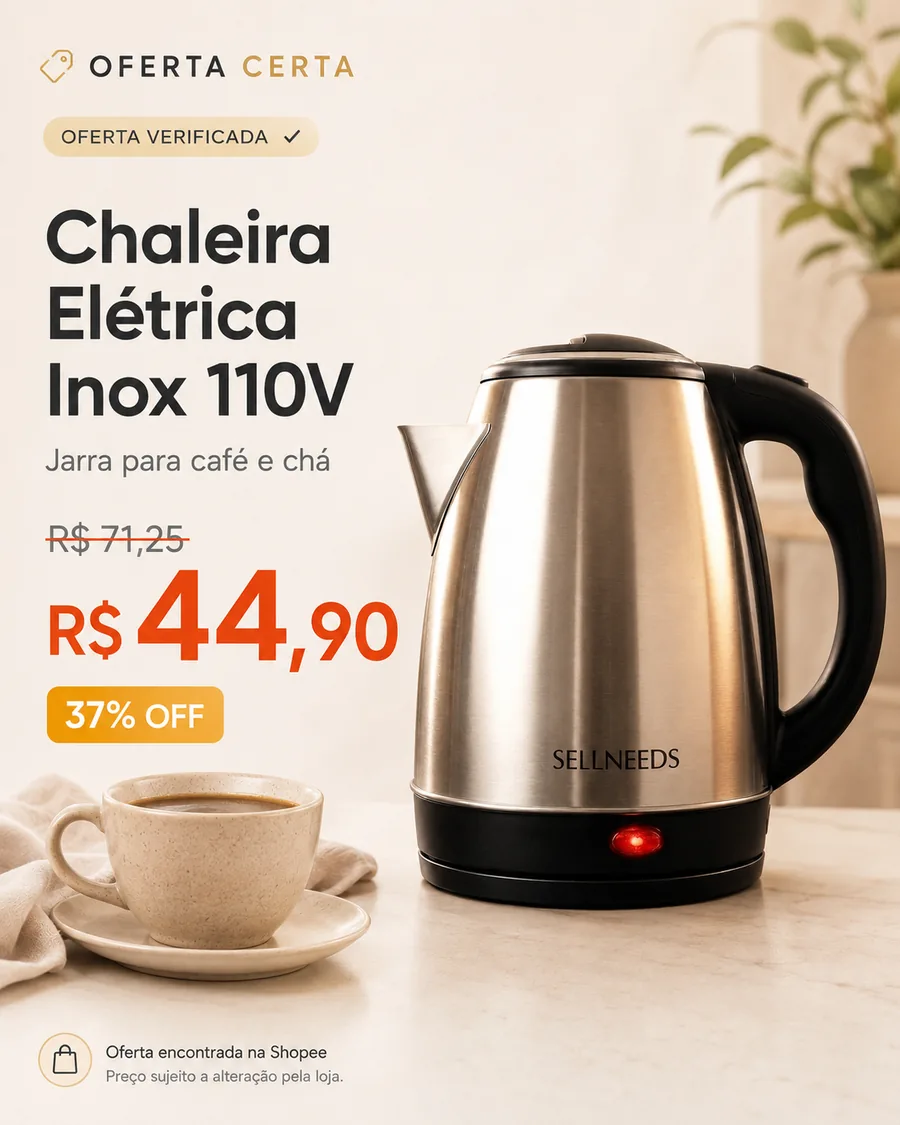 Card de oferta verificada: produto, preço original, preço promocional e desconto.
