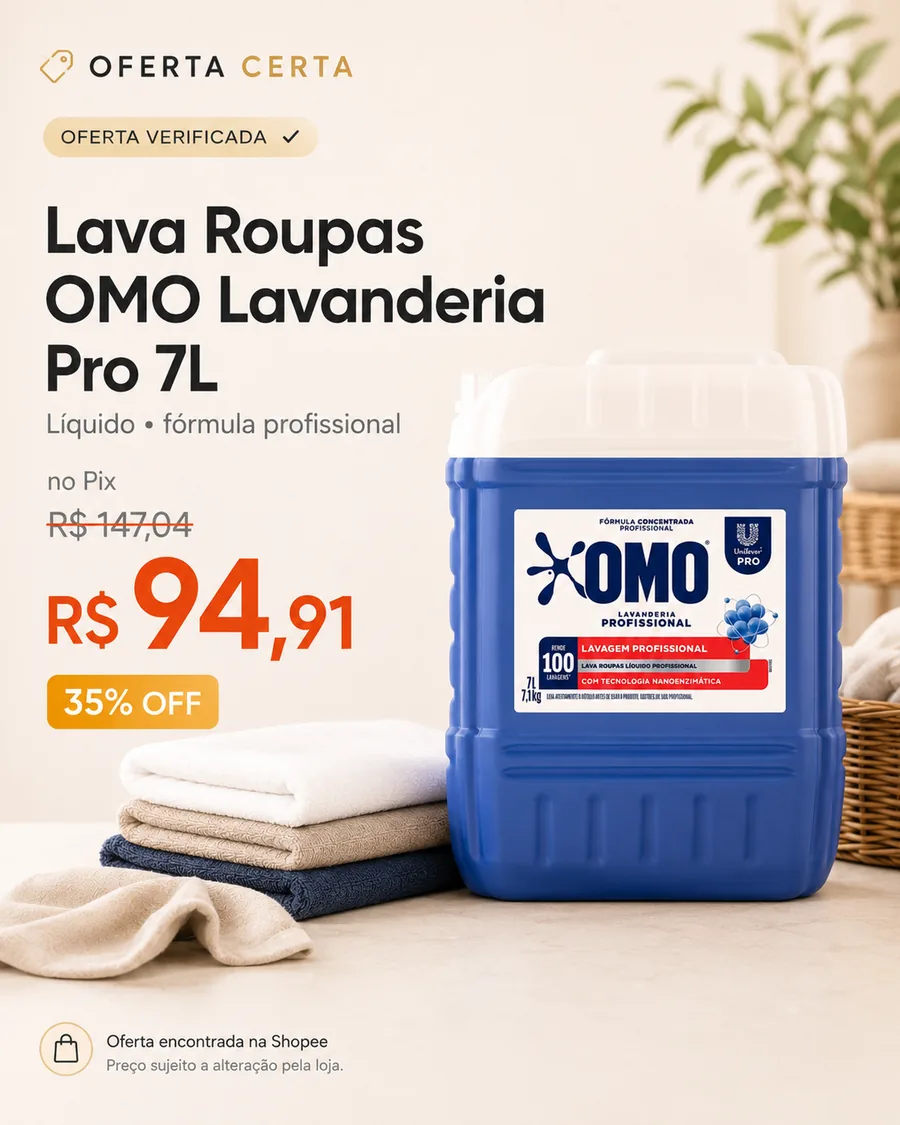 Card de oferta verificada: produto, preço original, preço promocional e desconto.