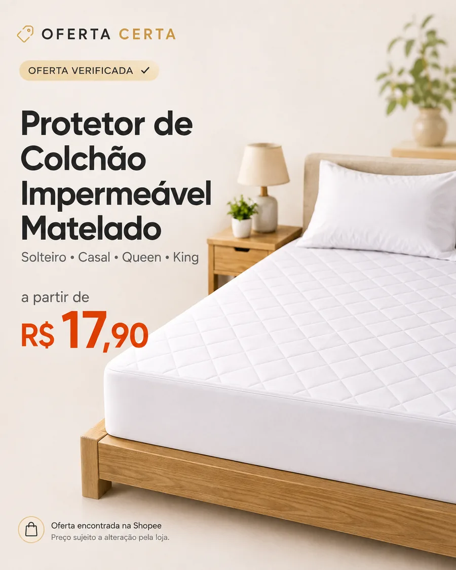 Card de oferta verificada: produto, preço original, preço promocional e desconto.