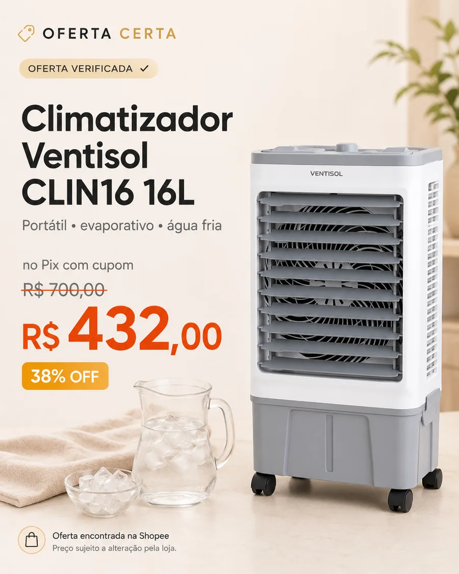 Card de oferta verificada: produto, preço original, preço promocional e desconto.