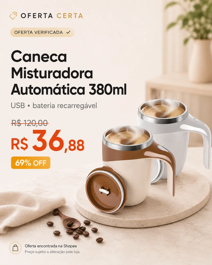 Card de oferta verificada: produto, preço original, preço promocional e desconto.