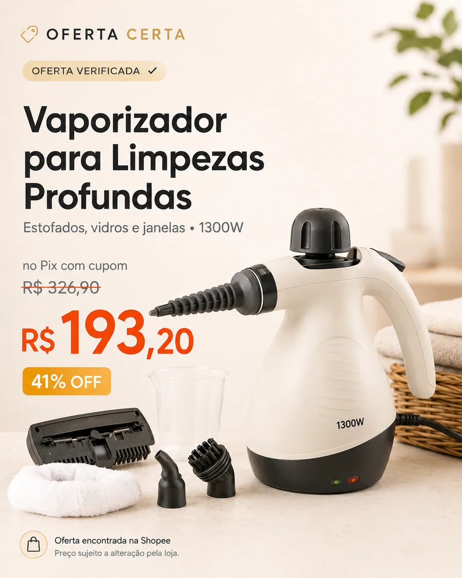 Card de oferta verificada: produto, preço original, preço promocional e desconto.